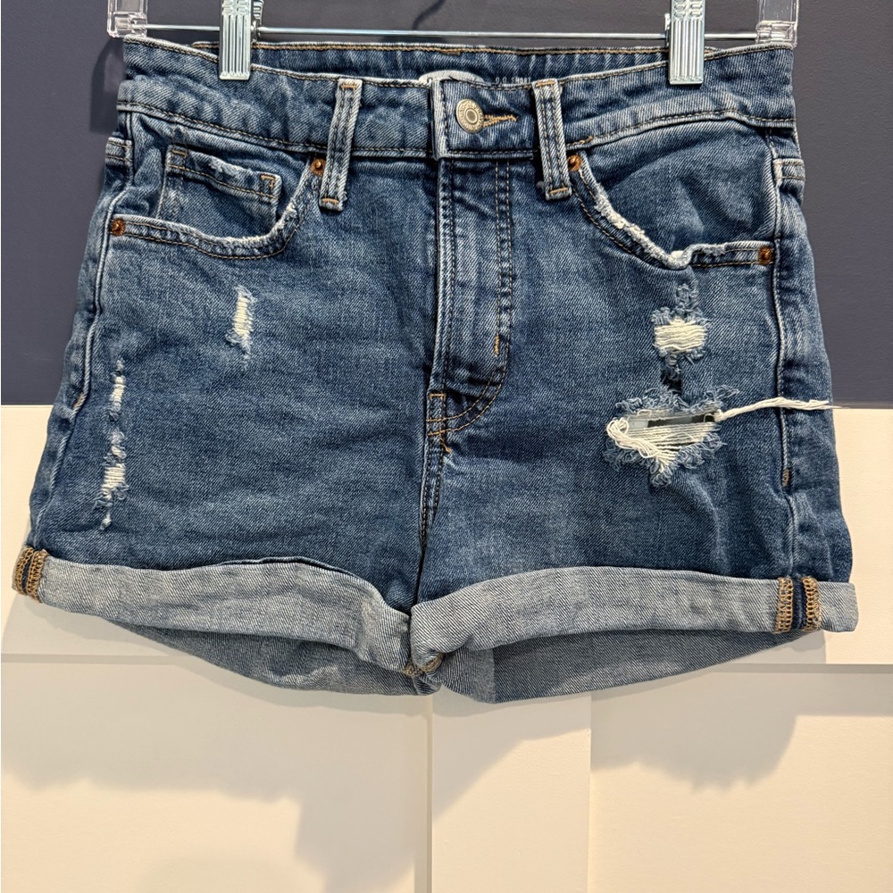 Old Navy Classic Blue Ripped Jean Shorts size 2